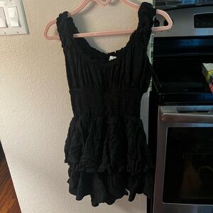 Princess Polly Black Ruffled Tiered Tank Top